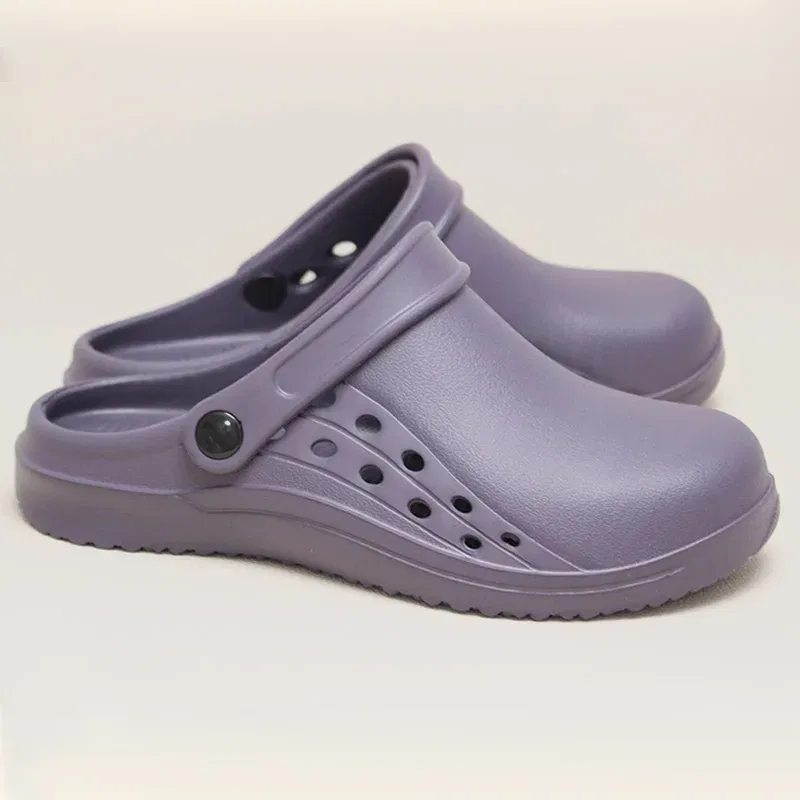 Color: Dark Grey, Shoe Size: 34 - High Quality Scrub Shoes Non-slip Dentist Nursing Clogs Healthcare Service Work Slippers Soft Operating Room Protective Clogs