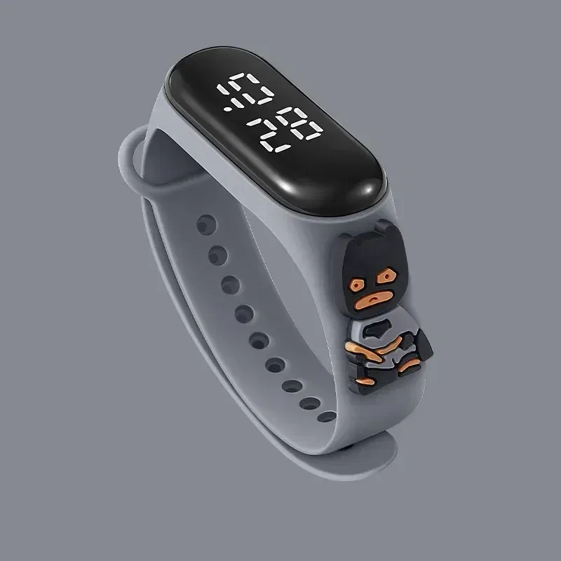 Color: Red - Disney Stitch LED Waterproof Kids Digital Watch Spiderman Hulk Children Watch Sports Touch Electronic Kids Gifts