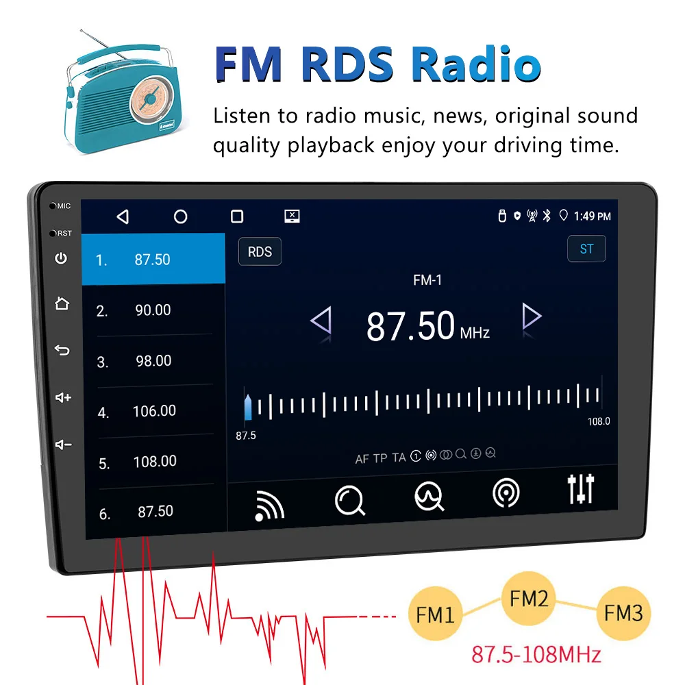 Color: Black - TOYOUSONIC 2 Din 9/10 Inch Android Car Radio 4G 64G Universal Multimedia Player Carplay Android Auto Autoradio Stereo Bluetooth