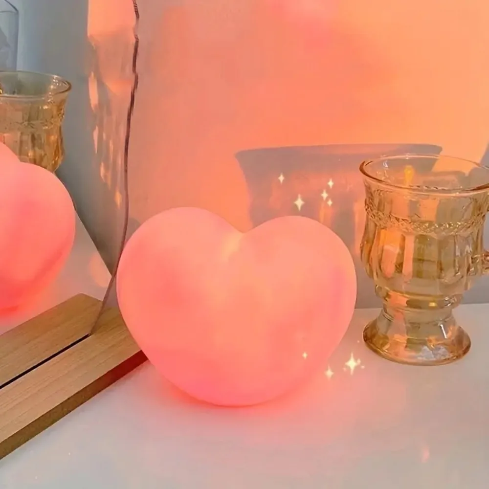 Color: Deep Sapphire - Three-dimensional Love-Shaped Night Light Atmosphere Decoration Pink White Ambient Light Battery Powered
