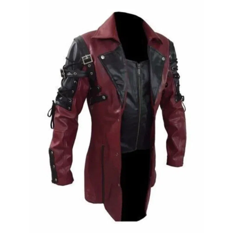 Color: black, Size: XL - Men PU Leather Coat Men Retro Slim Fit Fashion Leather Jackets Men Autumn Winter Motorcycle Jacket Turn Down Collar Male Jacket