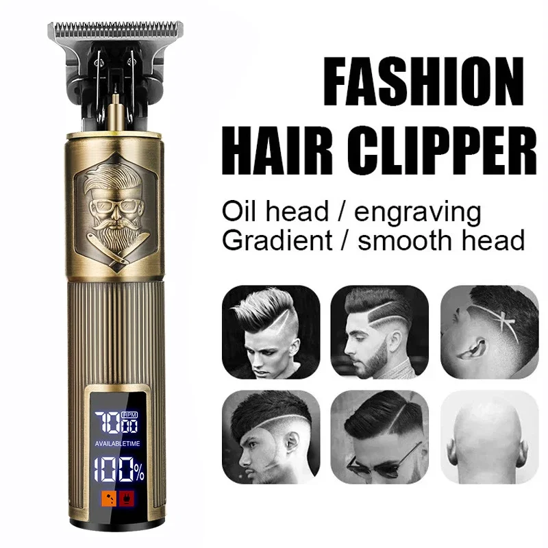 Color: PURPLE - T9 Electric Hair Cutting Machine Hair Clipper Beard Shaving Body Hair Trimmer Clippers Professional Barber Men Trimmer Shaver