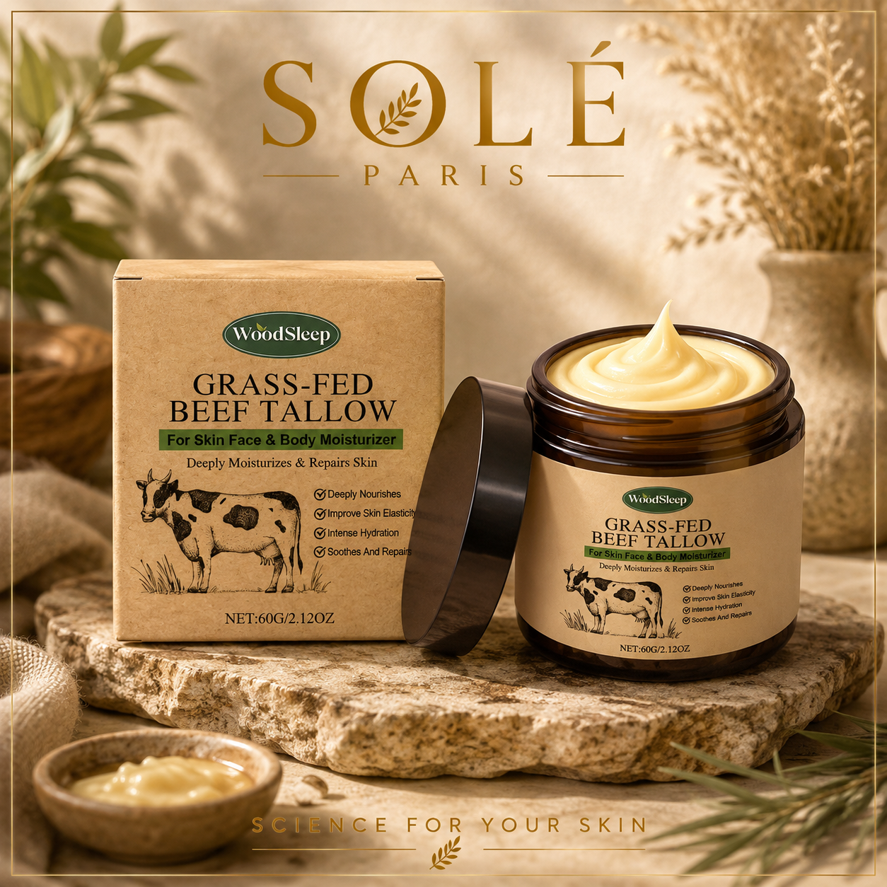 WoodSleep Grass-Fed Beef Tallow Face & Body Moisturizer