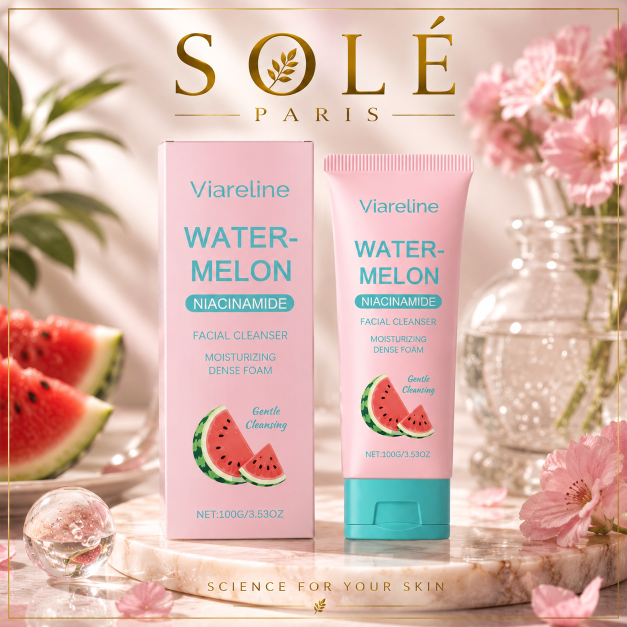 Viareline Watermelon Niacinamide Facial Cleanser
