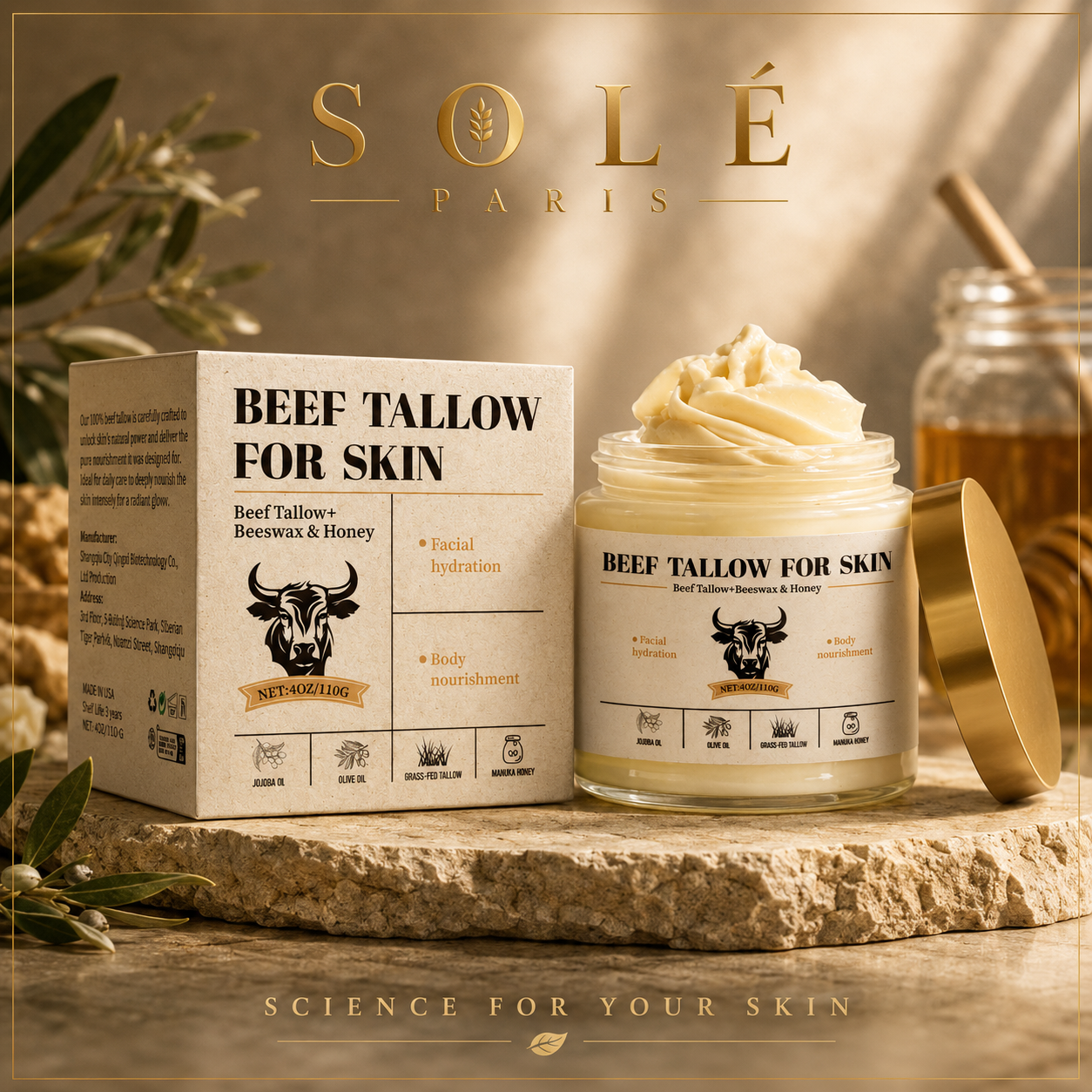 Beef Tallow Beeswax & Honey Skin Moisturizer