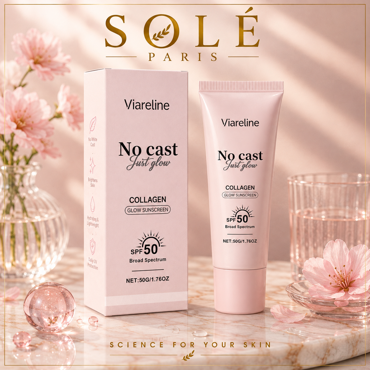 Viareline Collagen Glow Sunscreen SPF 50