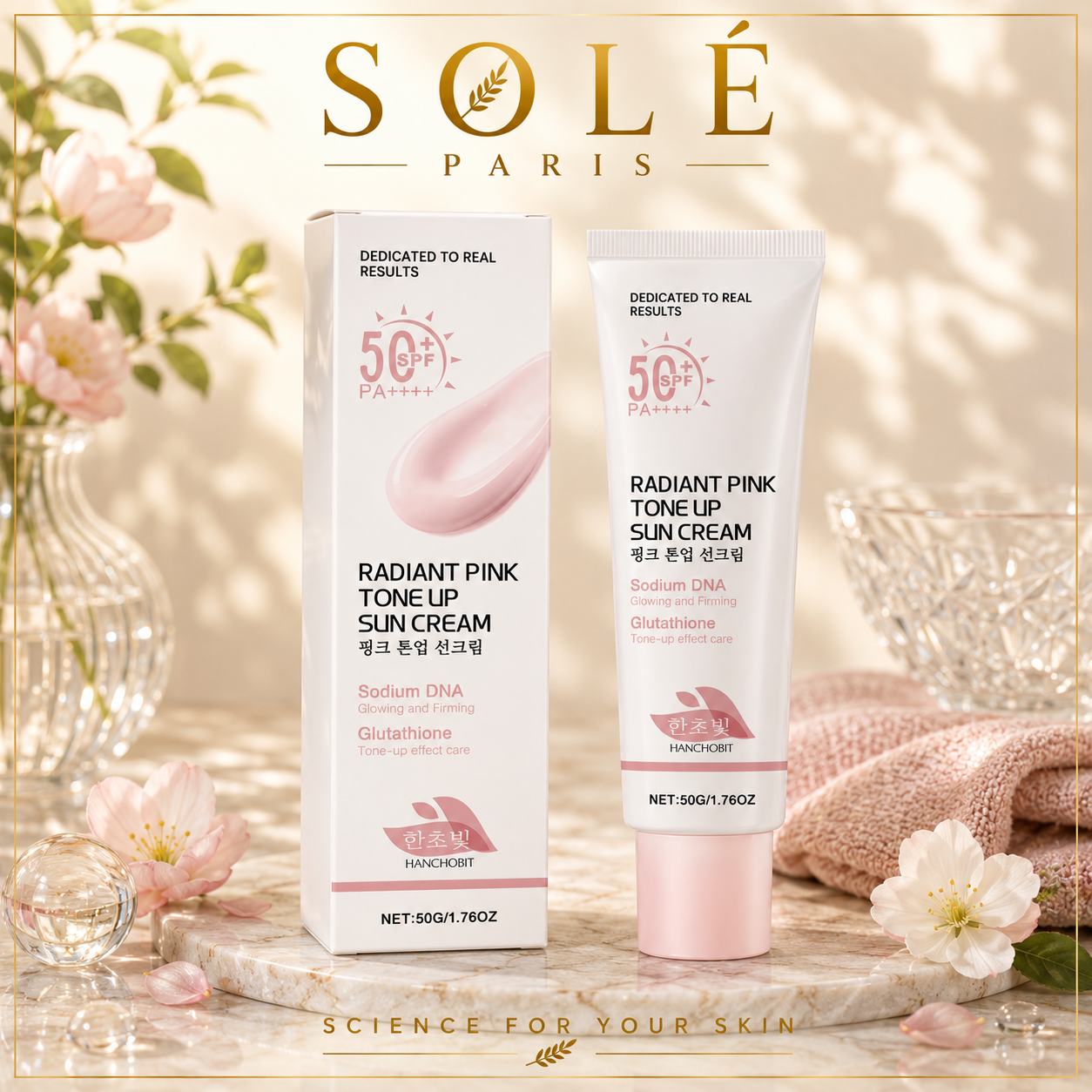 Hanchobit Radiant Pink Tone Up Sun Cream SPF 50+ PA++++