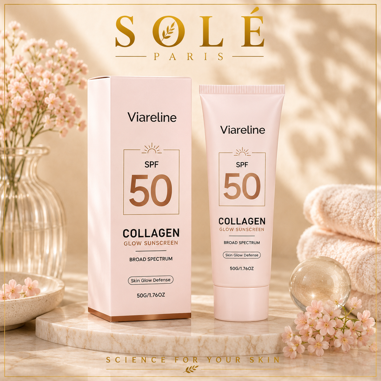 Viareline Collagen Glow Sunscreen SPF 50