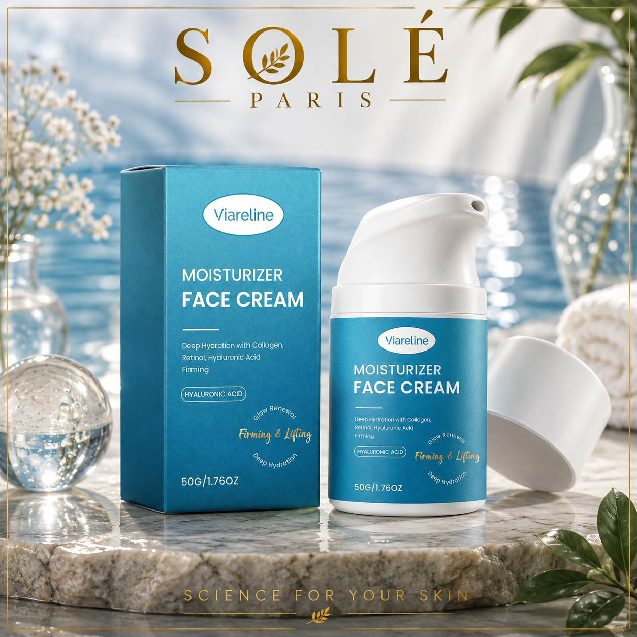 Viareline Collagen Retinol Hyaluronic Acid Moisturizer Face Cream