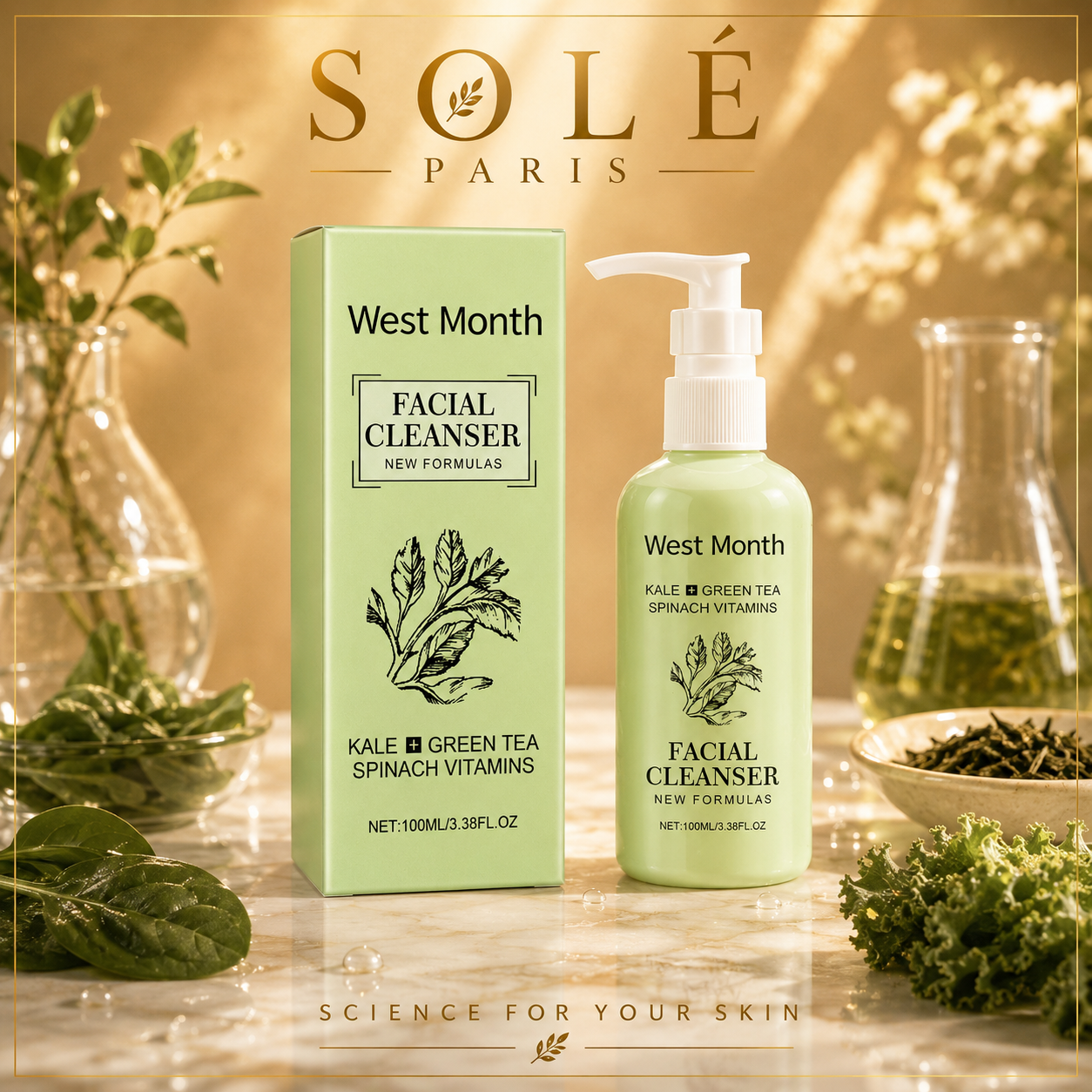 West Month Kale Green Tea Spinach Vitamin Facial Cleanser