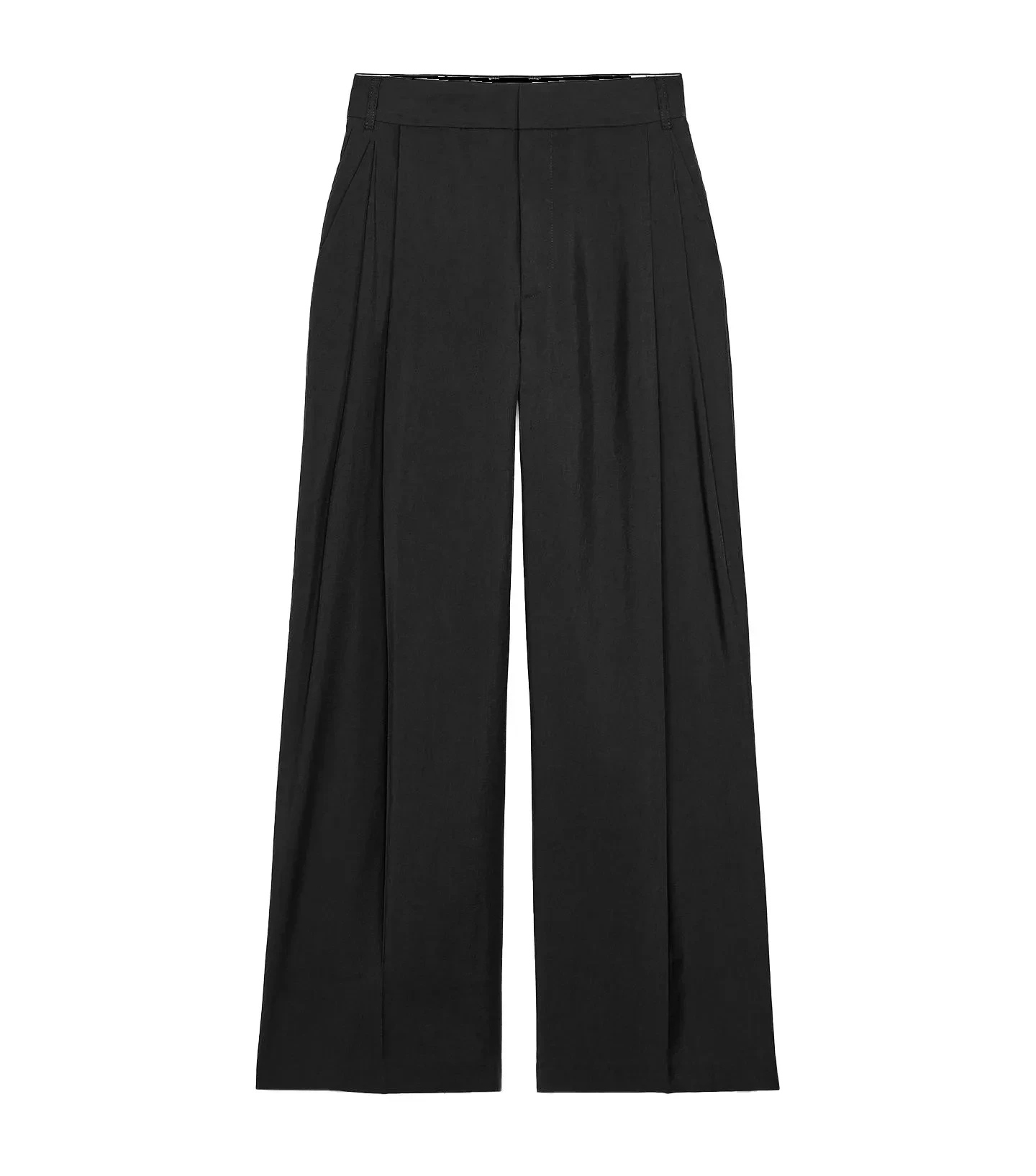 Wool Pleated High Waisted Buckle Trousers