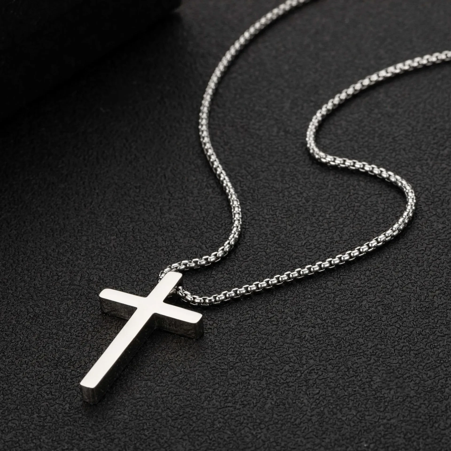 Gold-Tone Cross Curb Chain Necklace