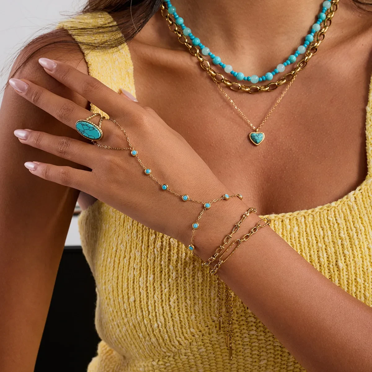 Luxury Oval Turquoise Tiger's Eye Ring
