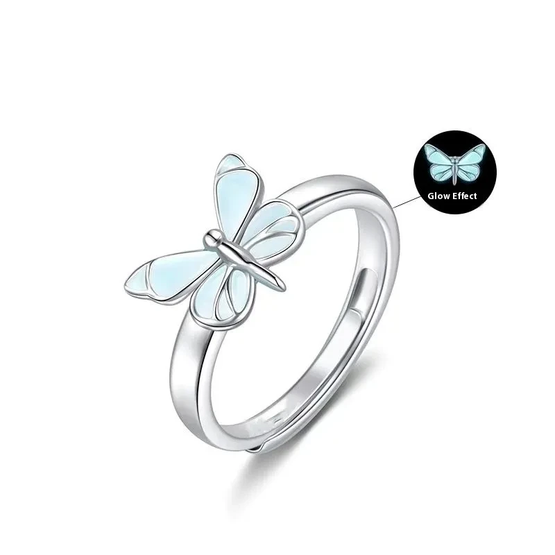 Luminous Dream Blue Butterfly Ring
