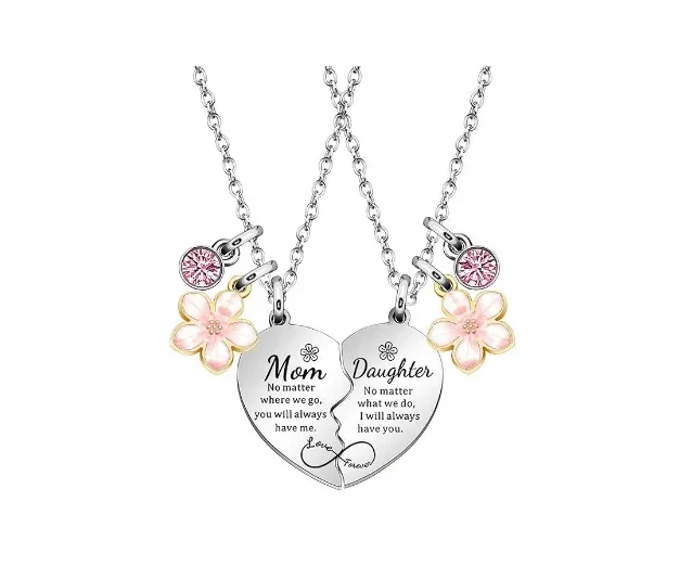 Mom & Daughter Matching Heart Keychain Set