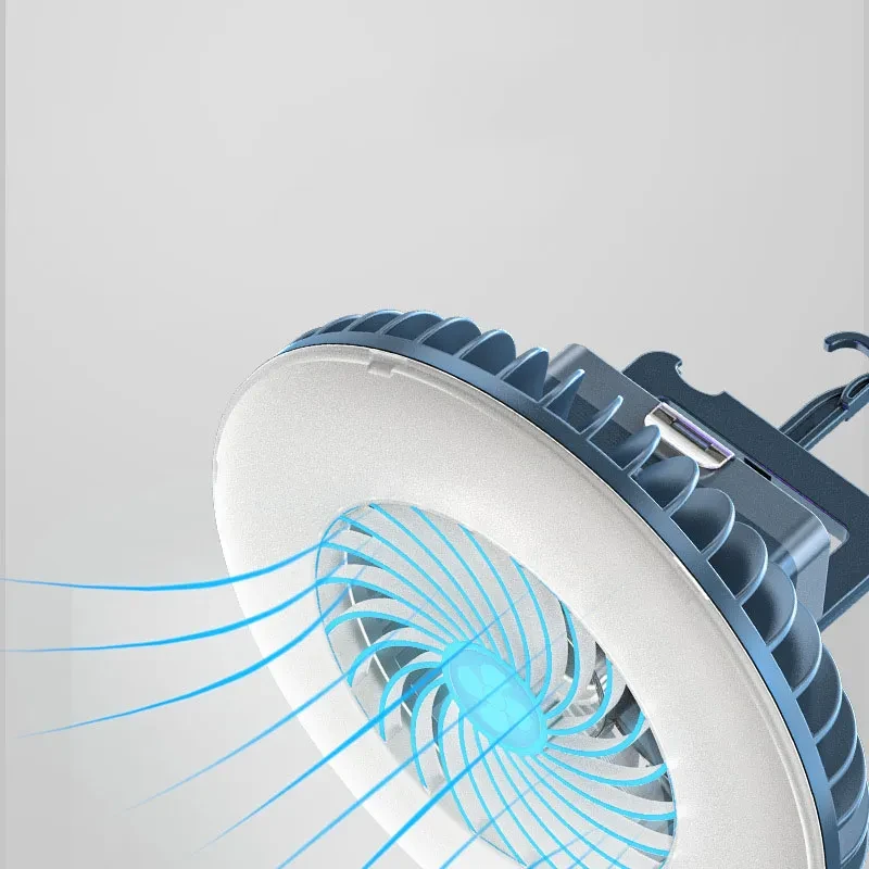 Portable Fan Light with 3 Speeds & LED Lantern