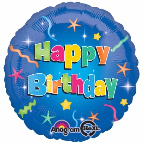 Balloon 45cm Happy Birthday Stars