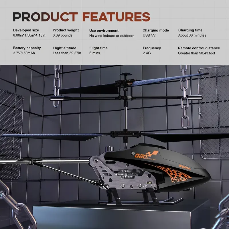 SYMA Q20 Remote Control Helicopter - One Key Take Off/Landing, 3.5 Channel with Gyro Stabilizer, Indoor UFO RC Toy