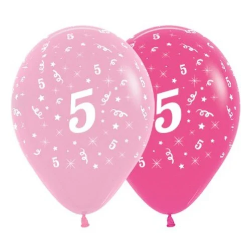 Balloons Age 5 Pink - Pack of 6