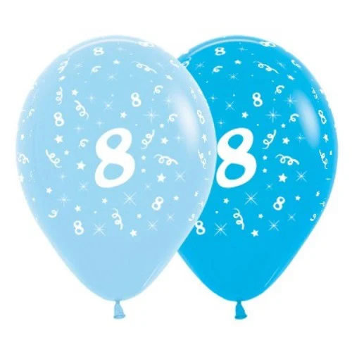 Balloons Age 8 Blue - Pack of 6