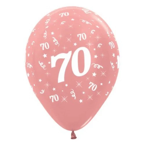 Balloons Age 70 Rose Gold Metallic Pearl  - Pack of 25