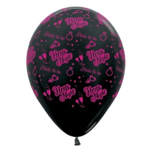 30cm Hens Night Bride to Be  Black Metallic - Pack of 6