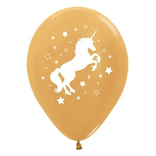 30cm Unicorn Sparkles & Stars Gold Metallic - Pack of 25