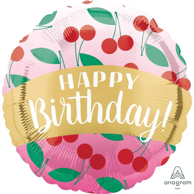 Foil Balloon - Std Hx Hbd Cherries (45cm)