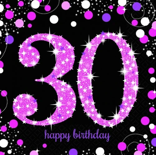 Lunch Napkins Pink Celebration 30th - Pack of (16)