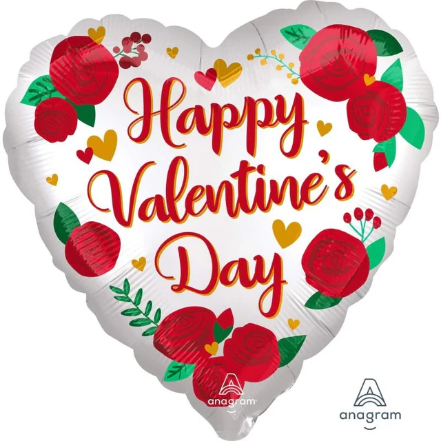 Balloon - 45cm Standard Satin Xl Happy Valentine's Day Satin Infused Roses