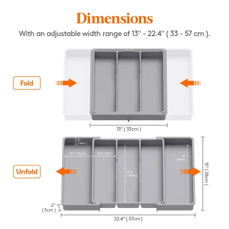 Expandable Utensil Organizer for Kitchen Drawers - Adjustable Cutlery and Silverware Holder