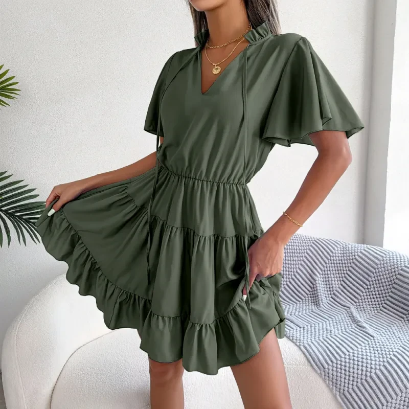 Flounced A-Line Skirt Dress