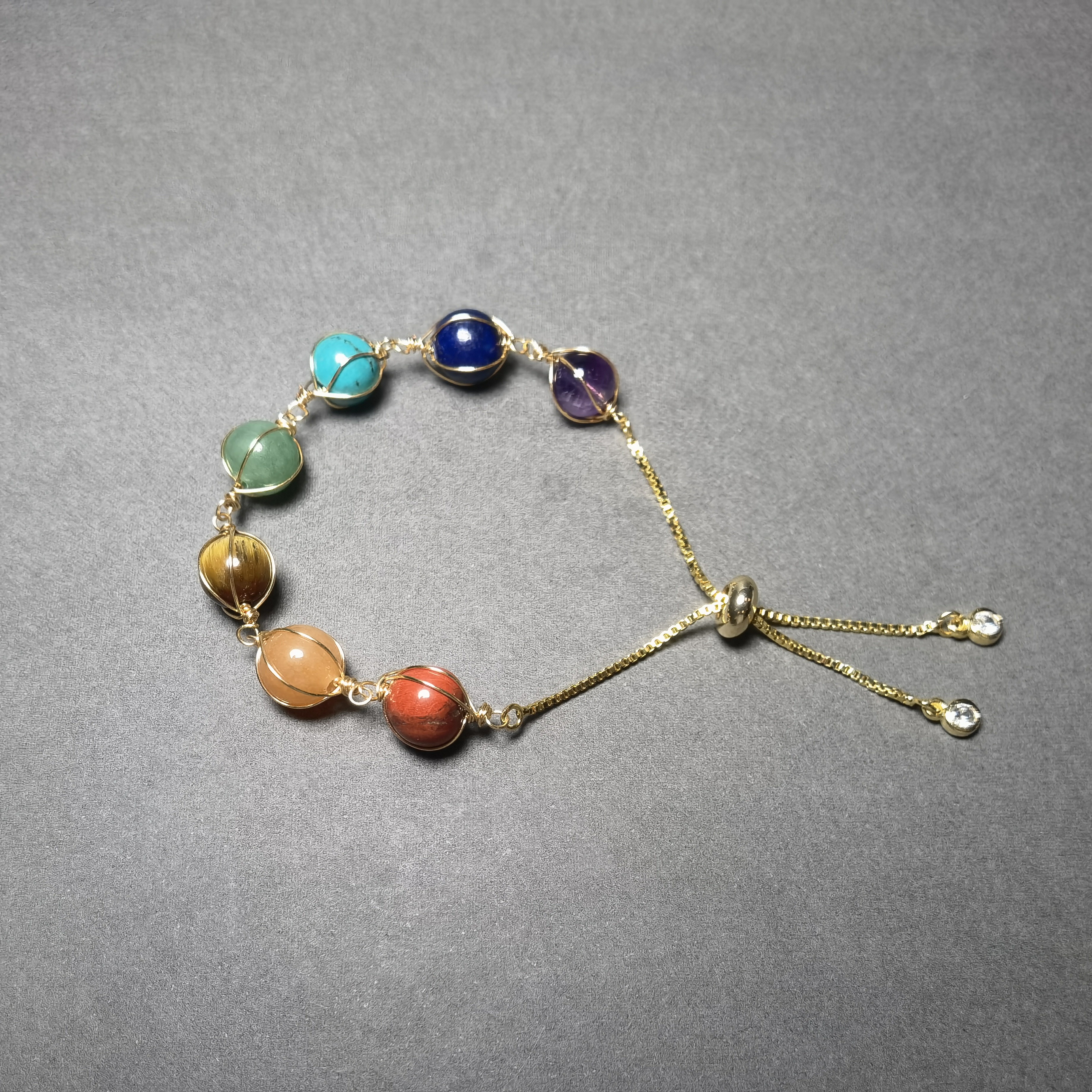 Seven-Color Vein Crystal Yoga Bracelet Ins Style