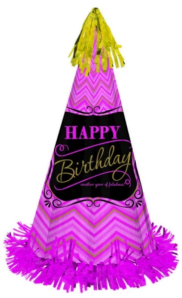 Cone Hat With Foil Fringe - Fabulous (Large)