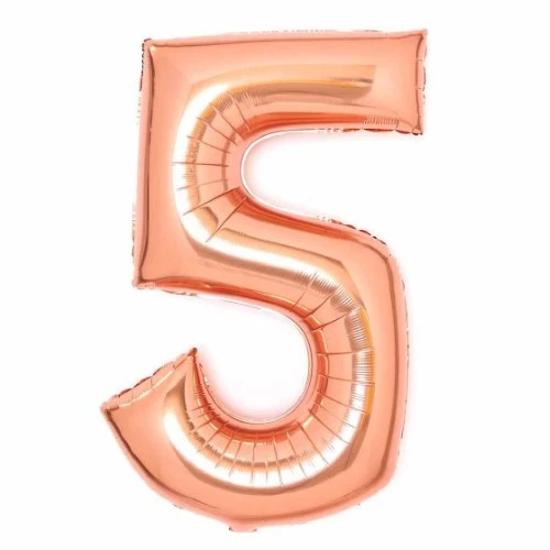 Large Number 5 Rose Gold Foil Balloon 56cm w x 89cm h