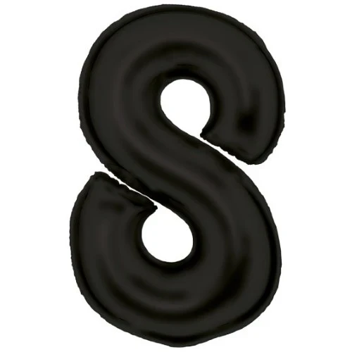 Large Number 8 Silk Lustre Black Foil Balloon 54cm w x 87cm h