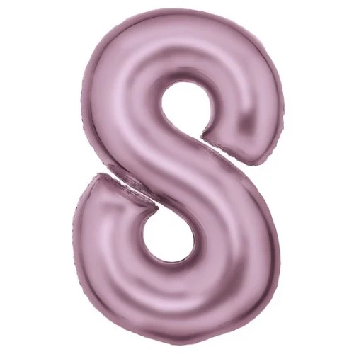 Large Number 8 Silk Lustre Pastel Pink Foil Balloon 54cm w x 87cm h