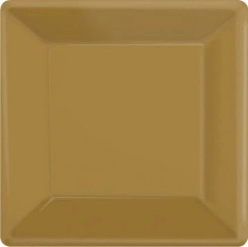Paper Plates 17cm Square 20CT  - Gold  - Pack of 20