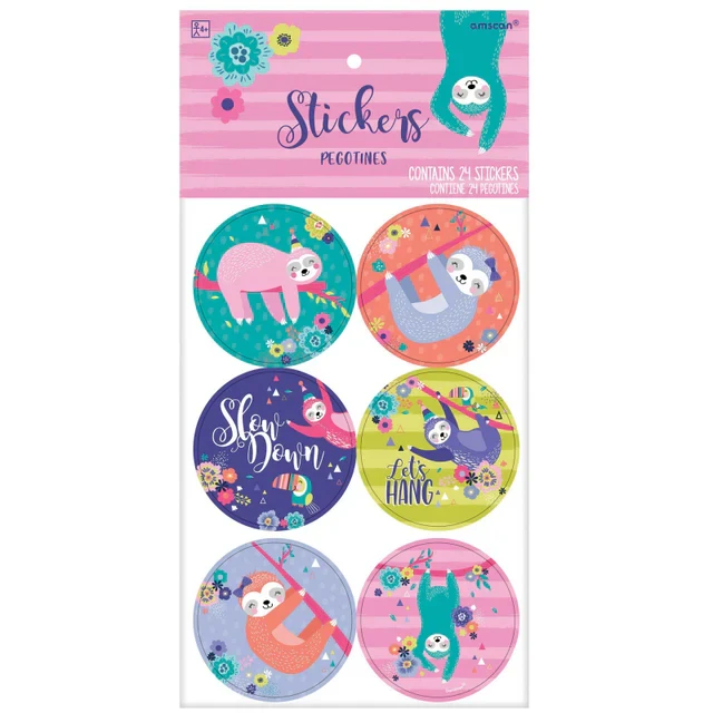 Sloth Stickers (Pack Of 24)