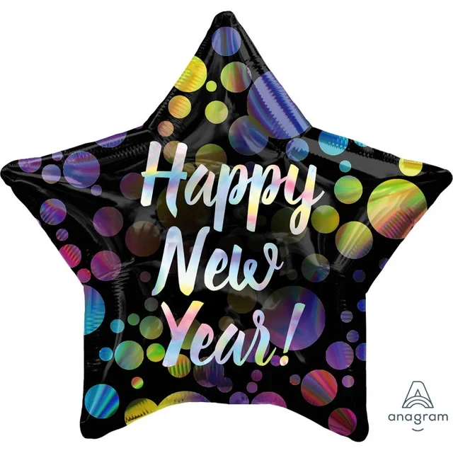 Foil Balloon - Std Holo Star Iridescent Ny Star (45cm)