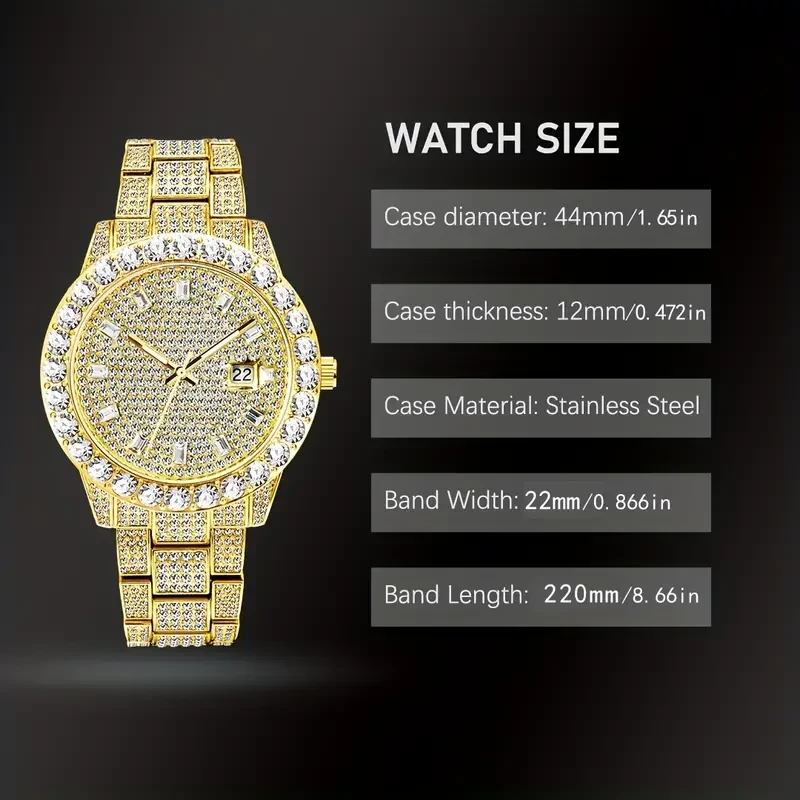 Stylish Men's Faux Diamond Quartz Watch