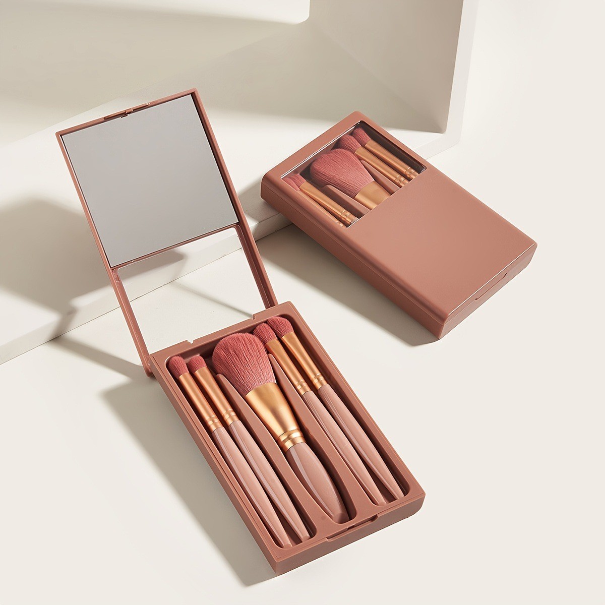 5 PCs Travel Makeup Brush & Mirror Set