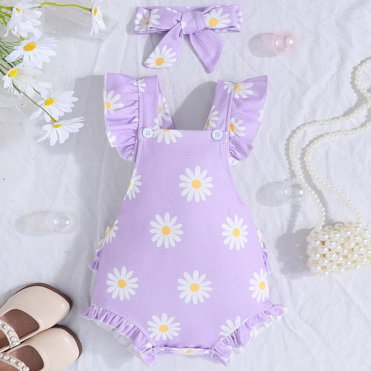 Short Sleeve Casual Rompers Jumpsuit Girls With Headdress
