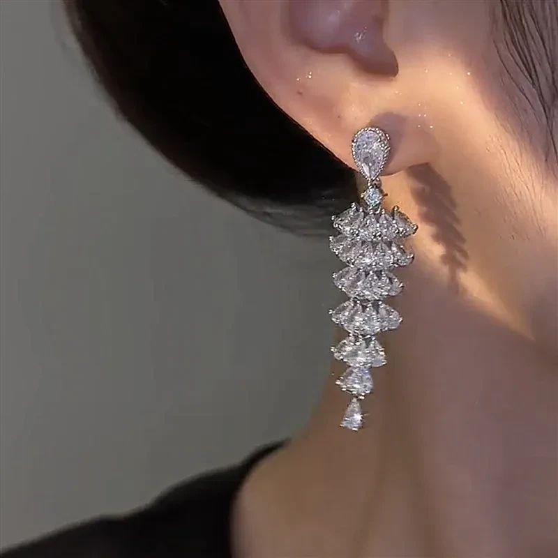 Sparkling Zircon Christmas Tree Drop Earring