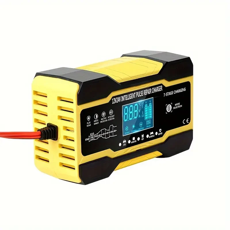 RJTianye Car Battery Charger 10 Amp - Intelligent Fully Automatic Charger, 12V/24V Maintenance Trickle Charger with Temperature Compensation for Lead-Acid Batteries