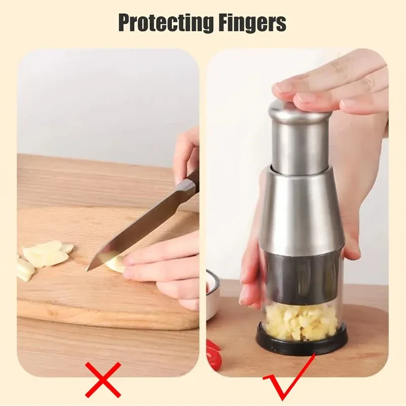 Garlic Crusher Onion Chopper Multipeler Vegetables Chopper Manual Garlic Press Machine