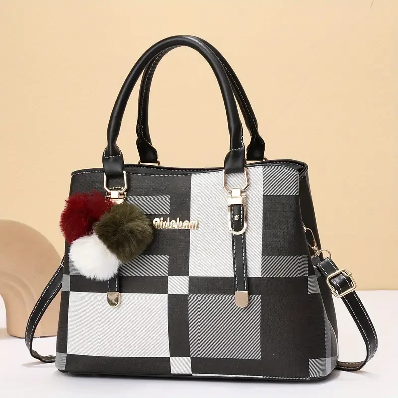 Vibrant Color Stitching Plaid Crossbody Bag