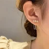 Metal mesh zircon chain tassel earrings