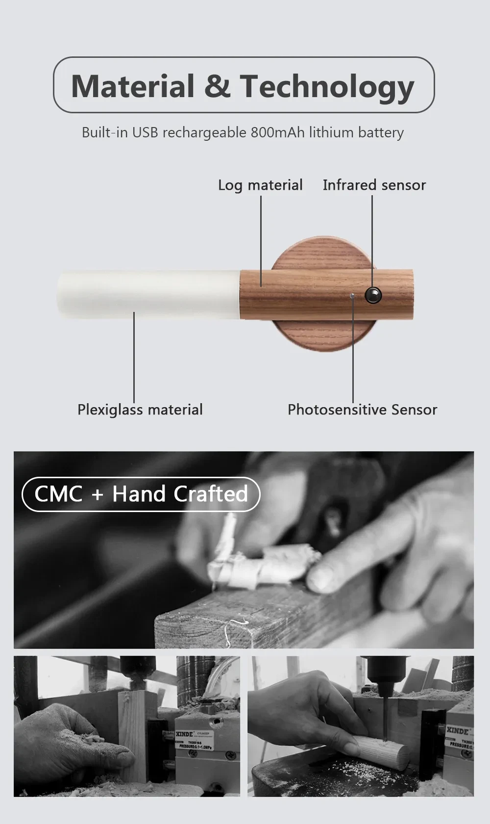 Magnetic Wood Wireless Night Light Corridors