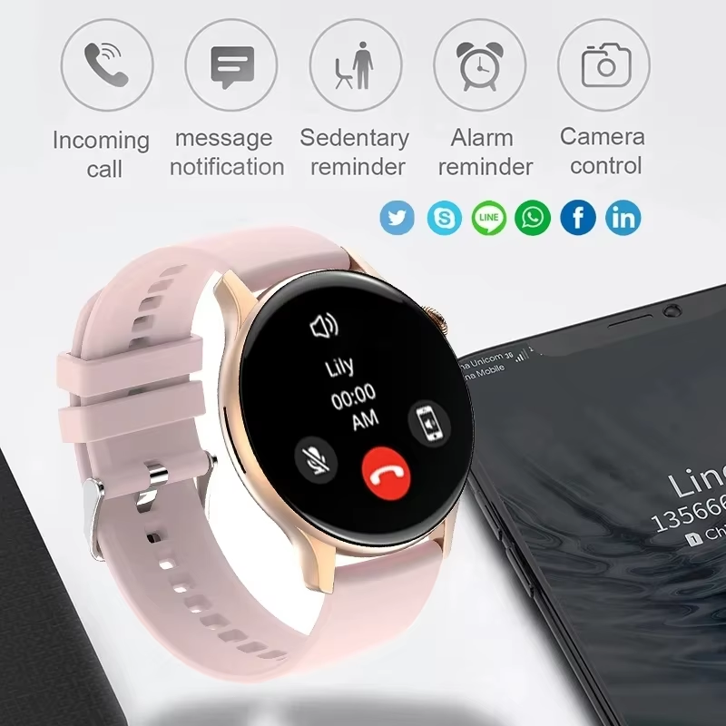 Smart Watch Ladies 466*466 HD Screen Health Tracker Sports Voice Bluetooth Call Smartwatch Women For Huawei Xiaomi